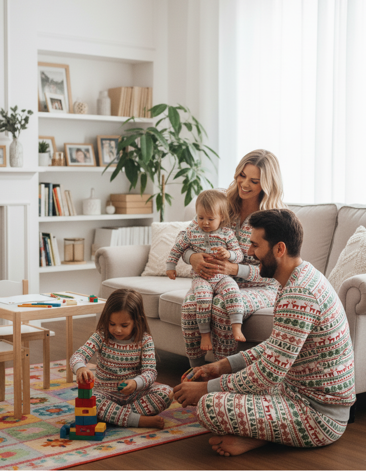 Christmas Tree and Reindeer Patterned Matching Family Christmas Pajamas-Dog Pajamas Included