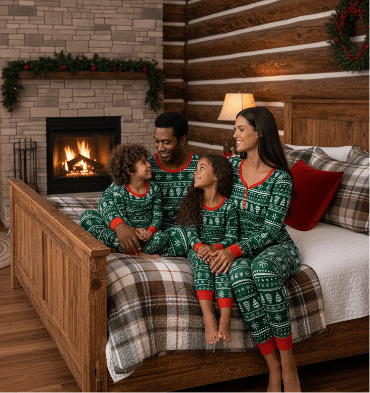 Pijamas de Navidad verdes a juego para la familia - Pijama para perro incluido