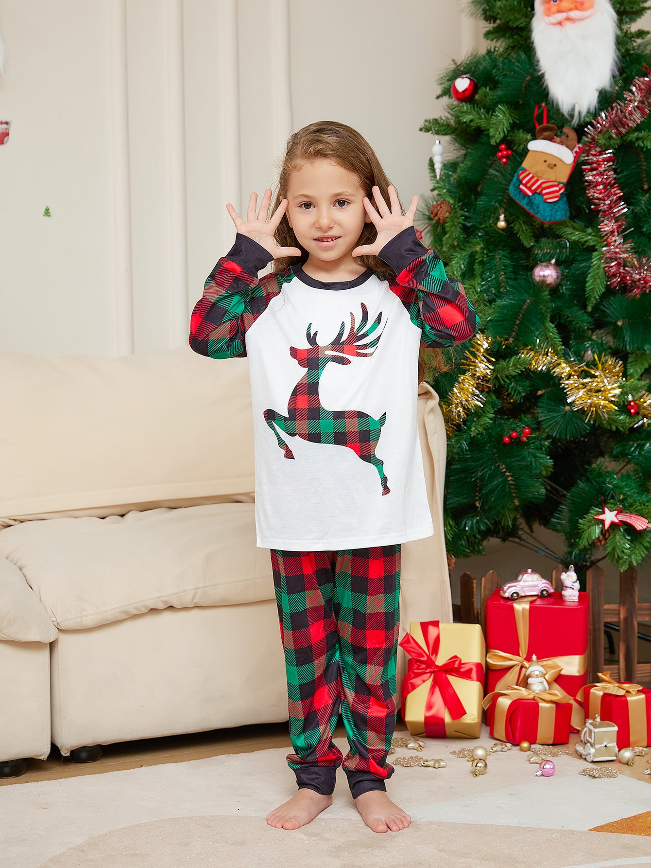 Christmas Checkered Deer Matching Family Christmas Pajamas | Adults, Kids & Dog Pajamas