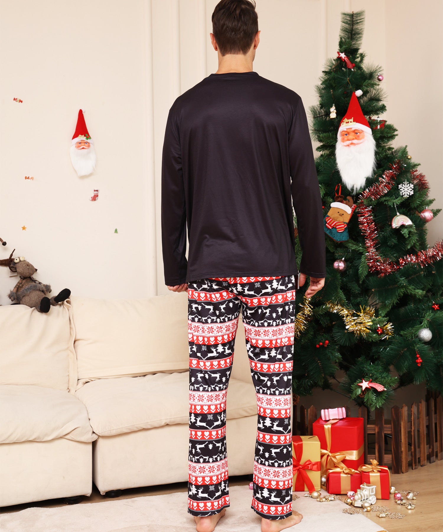 Black Reindeer Matching Family Christmas Pajamas-Dog Pajamas Included