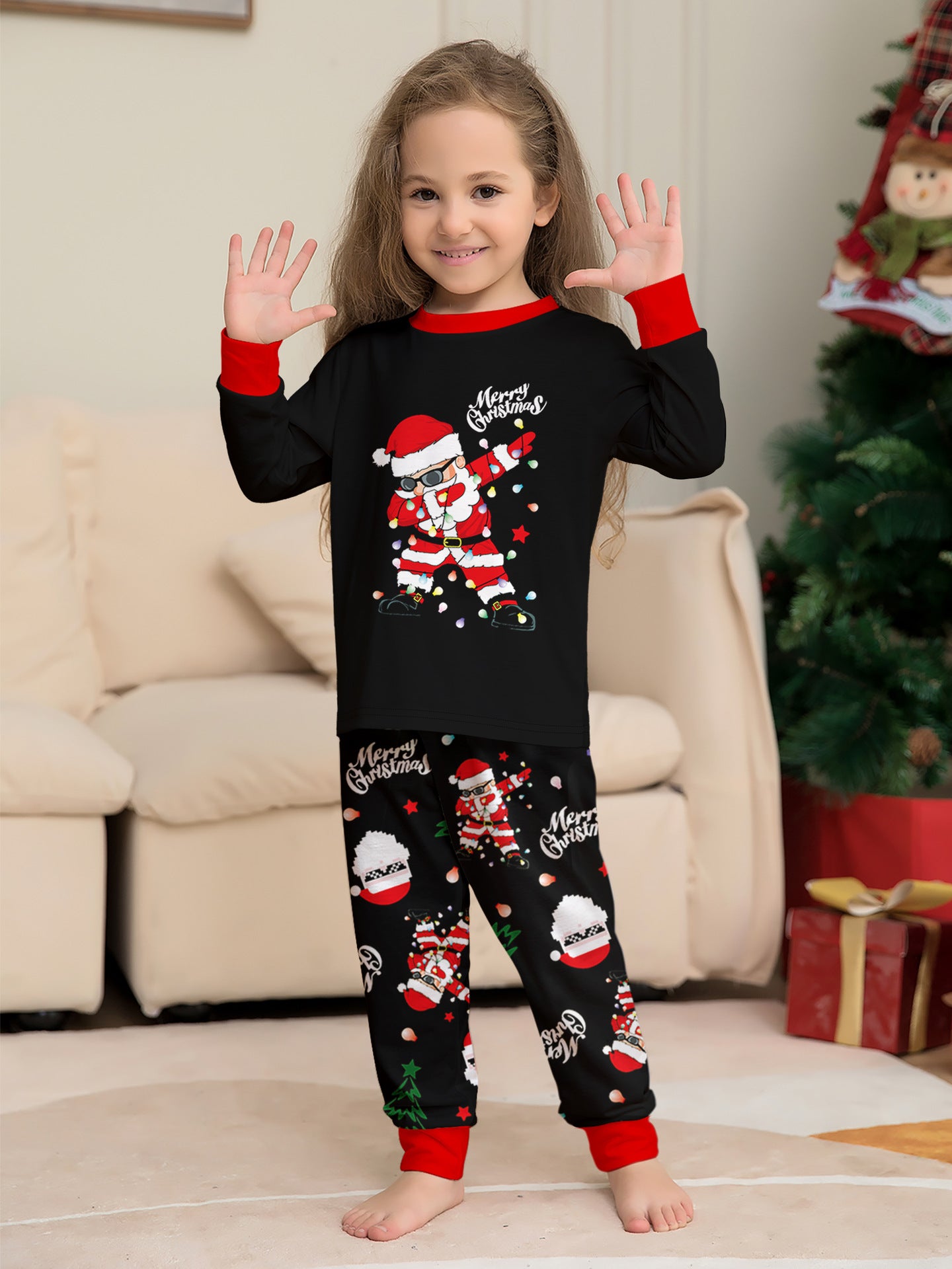 Black Christmas Pajamas Size Chart – Adults Kids Baby and Dog Sizes Available