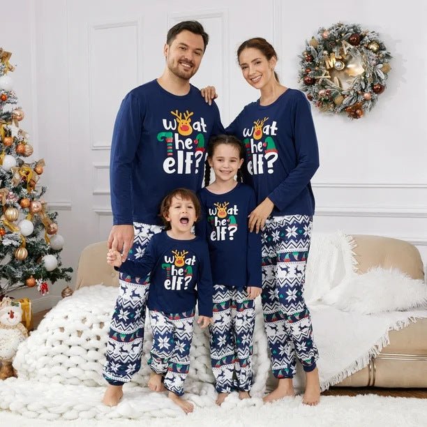 Blue Elk Elf Matching Family Christmas Pajamas – Holiday Sleepwear Main View