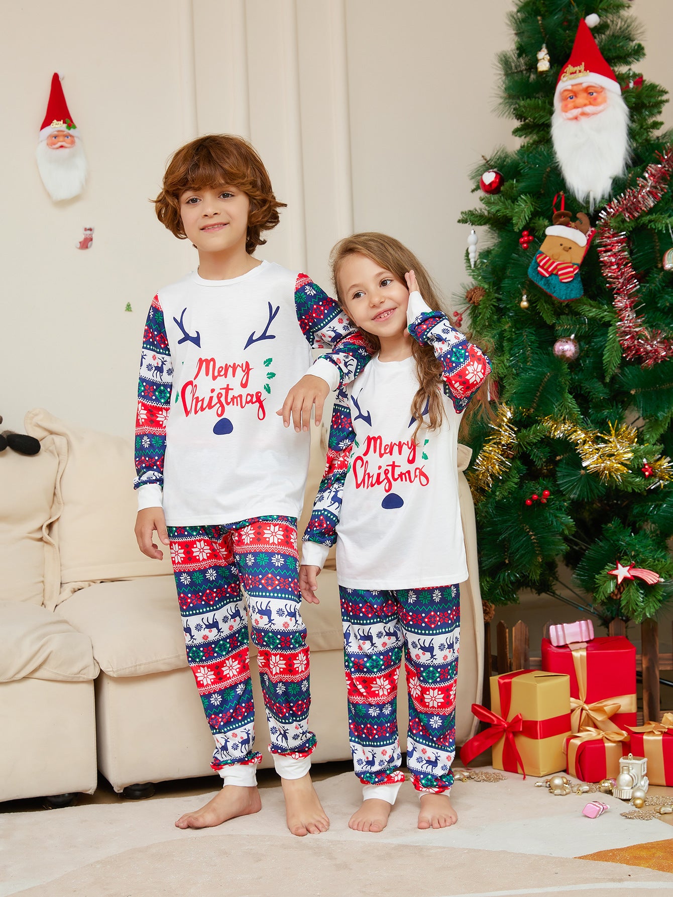 Christmas Checkered Deer Pajamas Print Detail – Festive Holiday Checkered Deer Print Close-Up