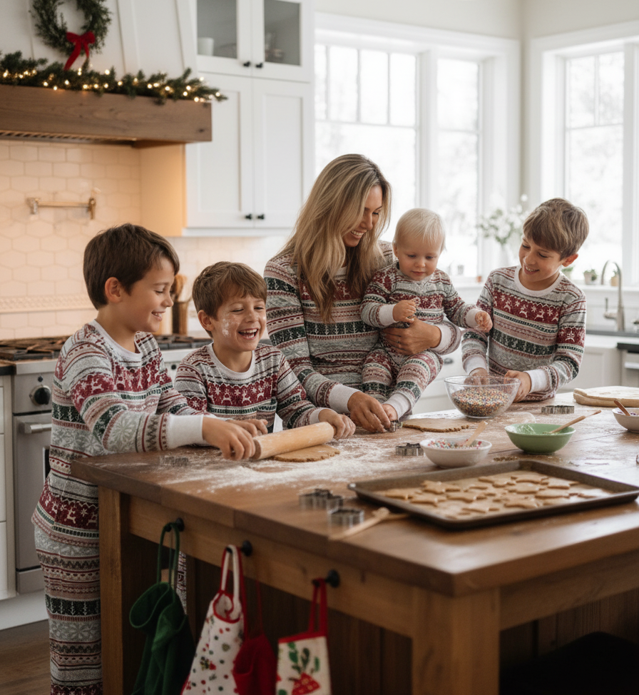 Christmas Fair Isle Family Pajamas with Dog Pajamas Included – Complete Matching Holiday Set
