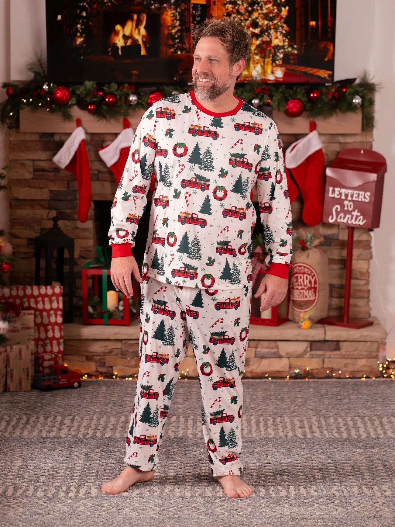 Christmas Tree Truck Baby Pajamas – Infant and Toddler Matching Holiday Sleepwear Set