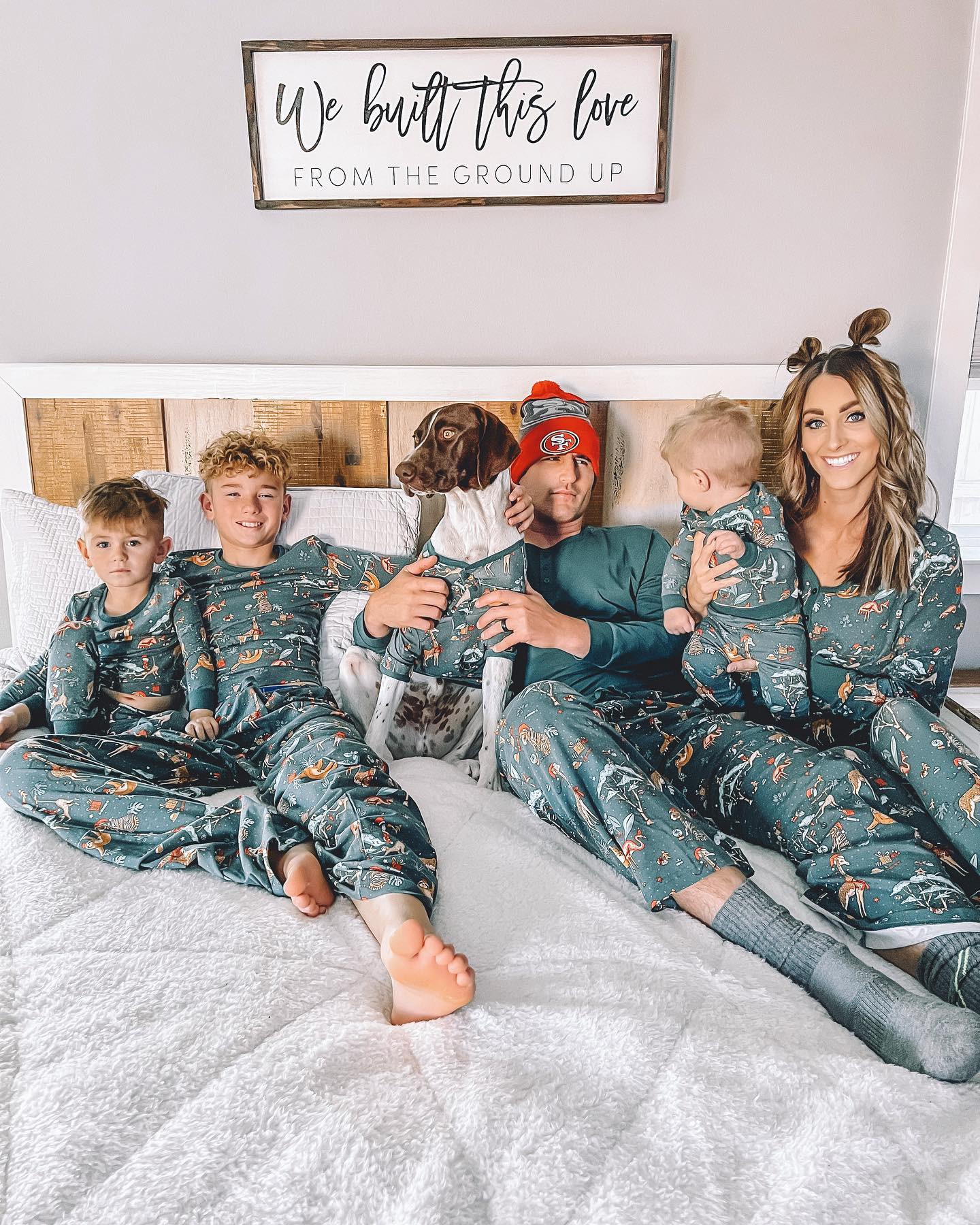 Christmas Cute Animals Matching Family Pajamas with Dog Set – Holiday Sleepwear Main View