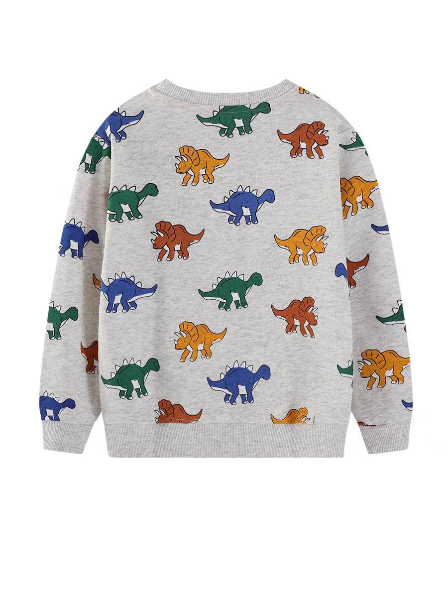 Gray Dinosaur Print Children's Sweatshirt