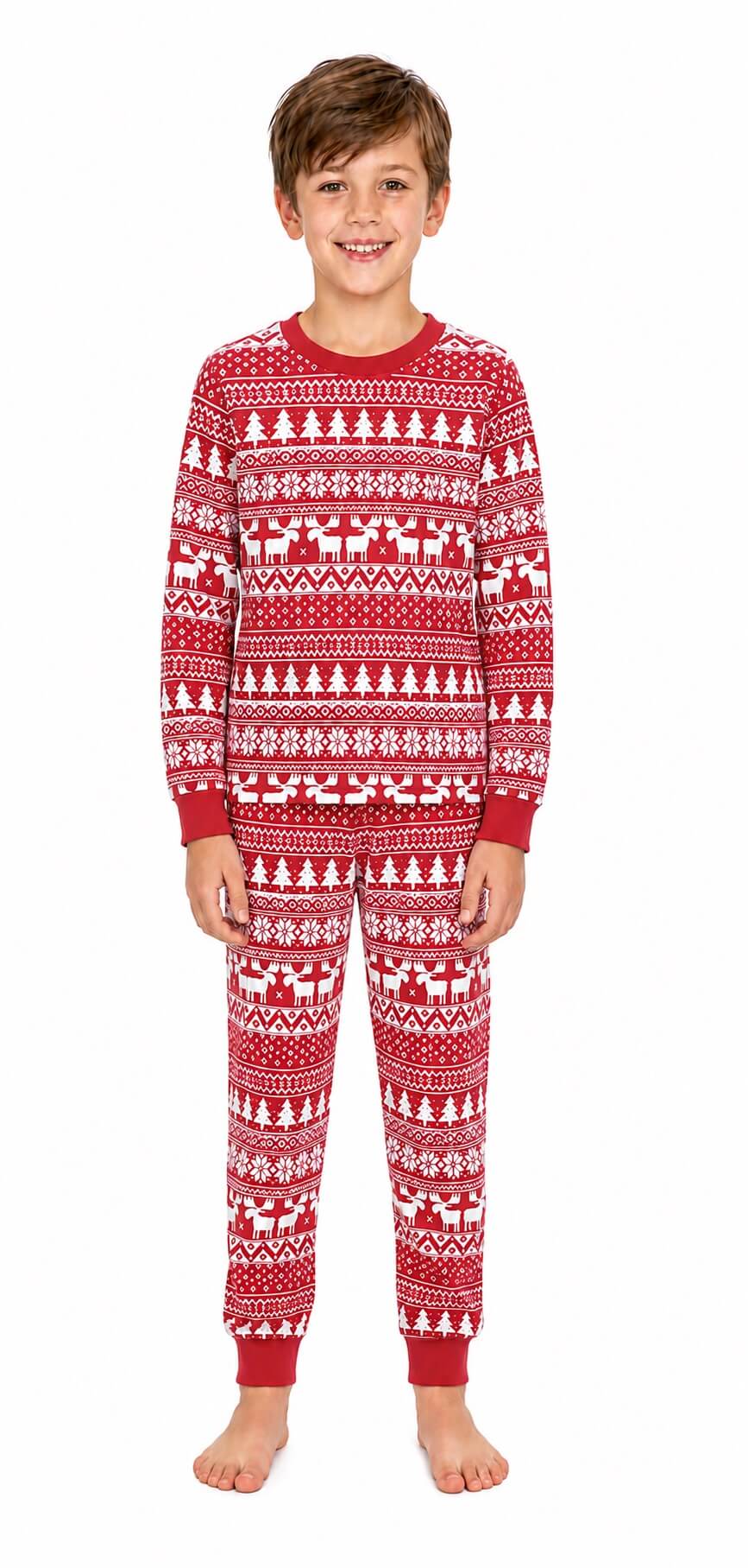Red and White Christmas Print Matching Family Christmas Pajamas