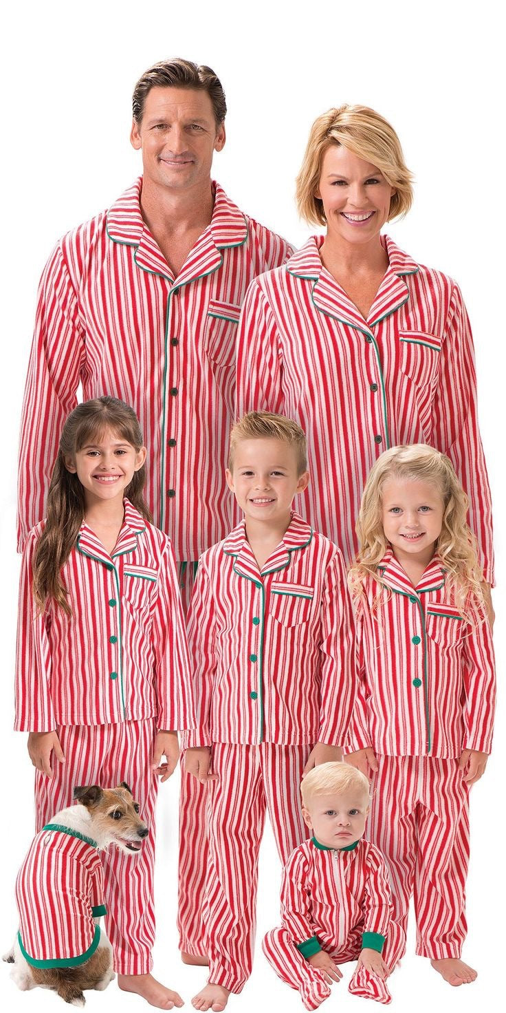 Holiday Can Stripe Christmas Pajamas Lifestyle – Adults and Kids Matching Holiday Sleepwear