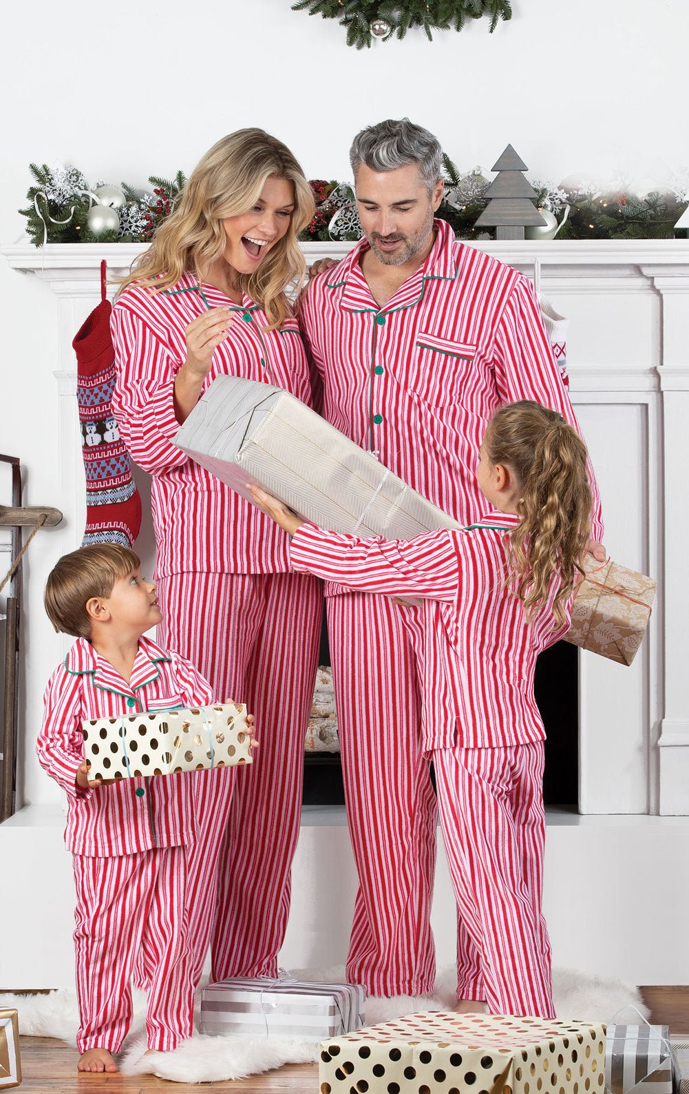 Holiday Can Striped Matching Family Christmas Pajamas with Dog Set – Holiday Sleepwear Main View