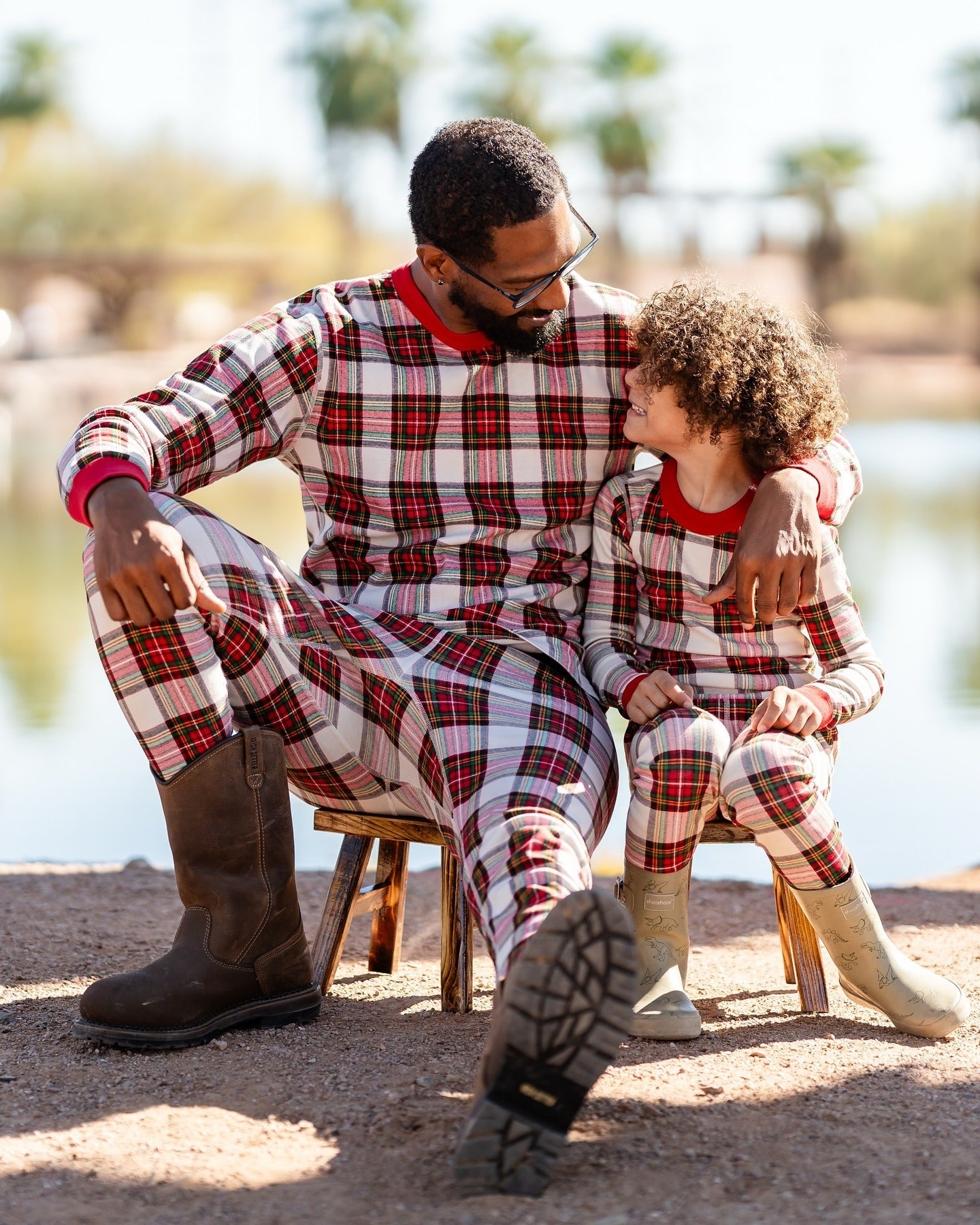 Tartan Plaid Matching Family Christmas Pajamas-Dog Pajamas Included