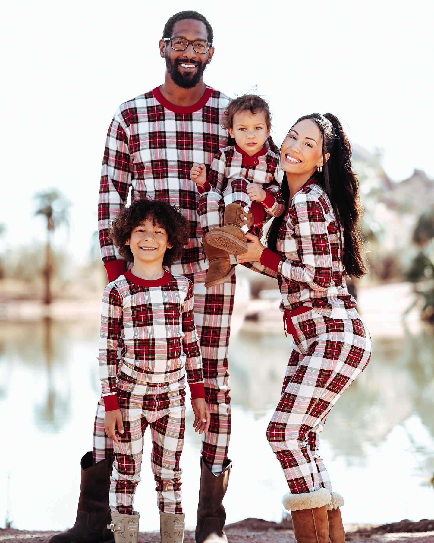 Tartan Plaid Matching Family Christmas Pajamas-Dog Pajamas Included