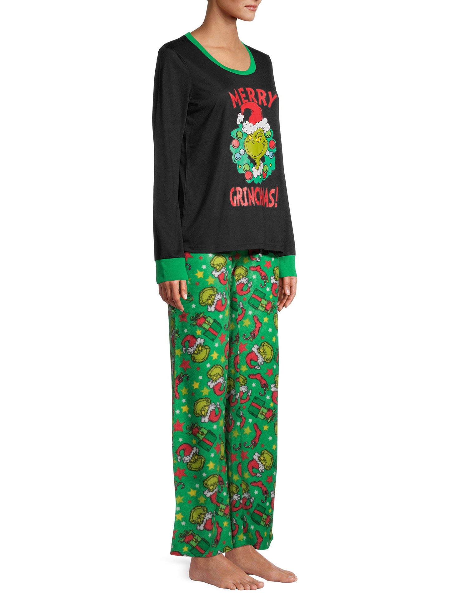 Green Grinch Print Matching Family Christmas Pajamas
