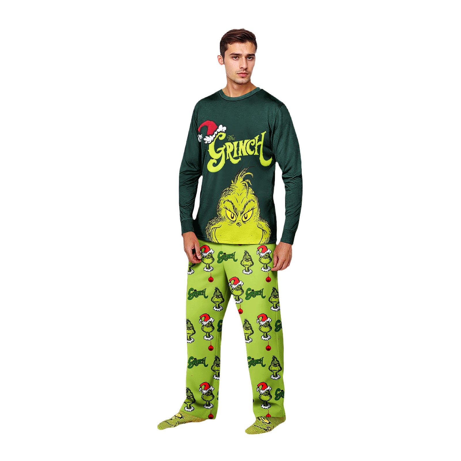 Cute Green Grinch Matching Family Christmas Pajamas