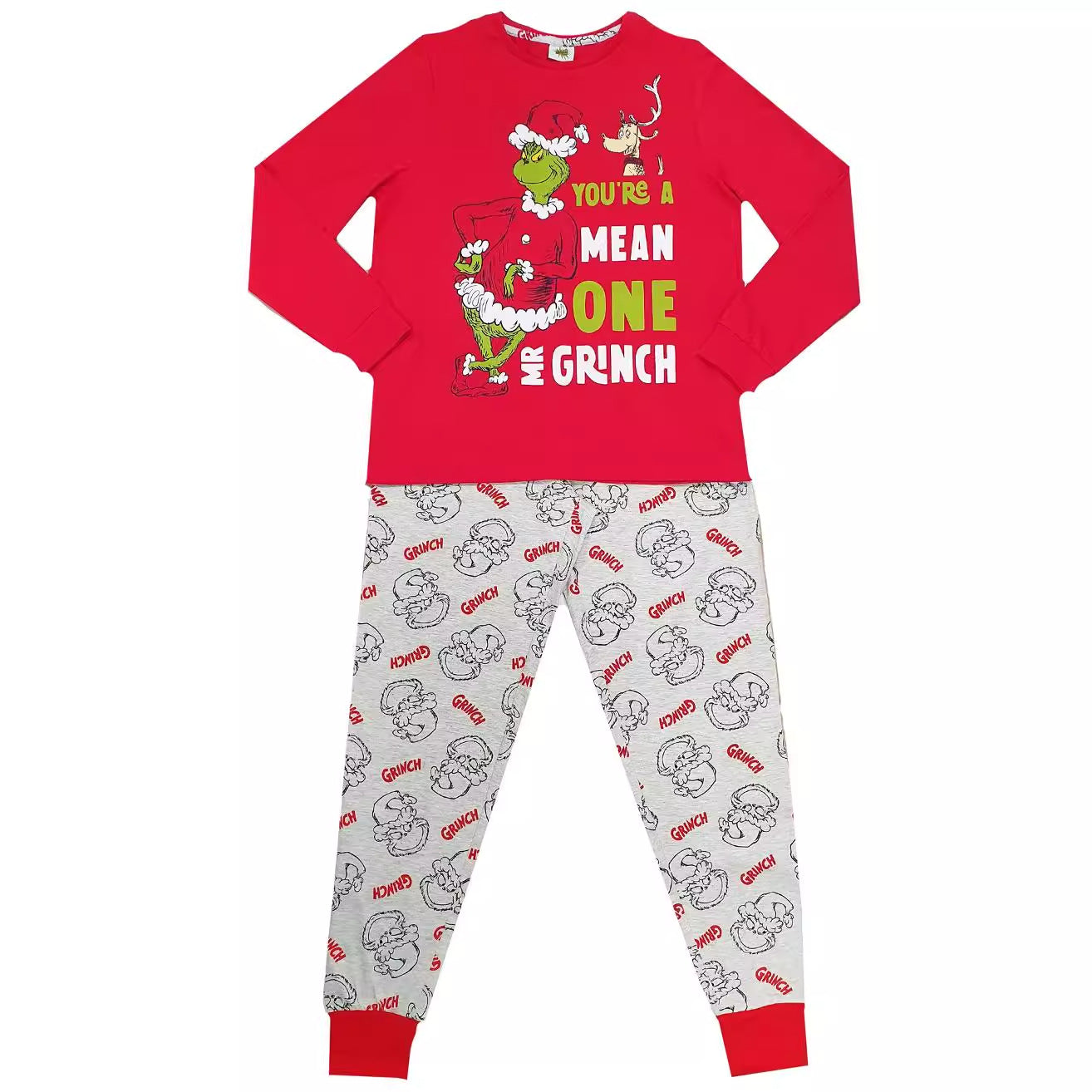 Classic Grinch Print Matching Family Christmas Pajamas-Dog Pajamas Included