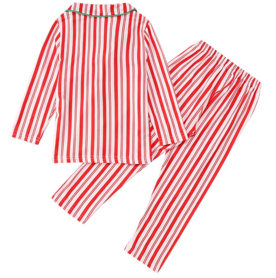 Pink Can Stripe Matching Family Christmas Pajamas-Dog Pajamas Included