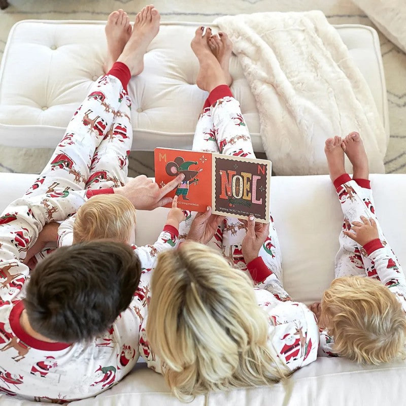 Christmas Elk Sleigh Print Matching Family Christmas Pajamas
