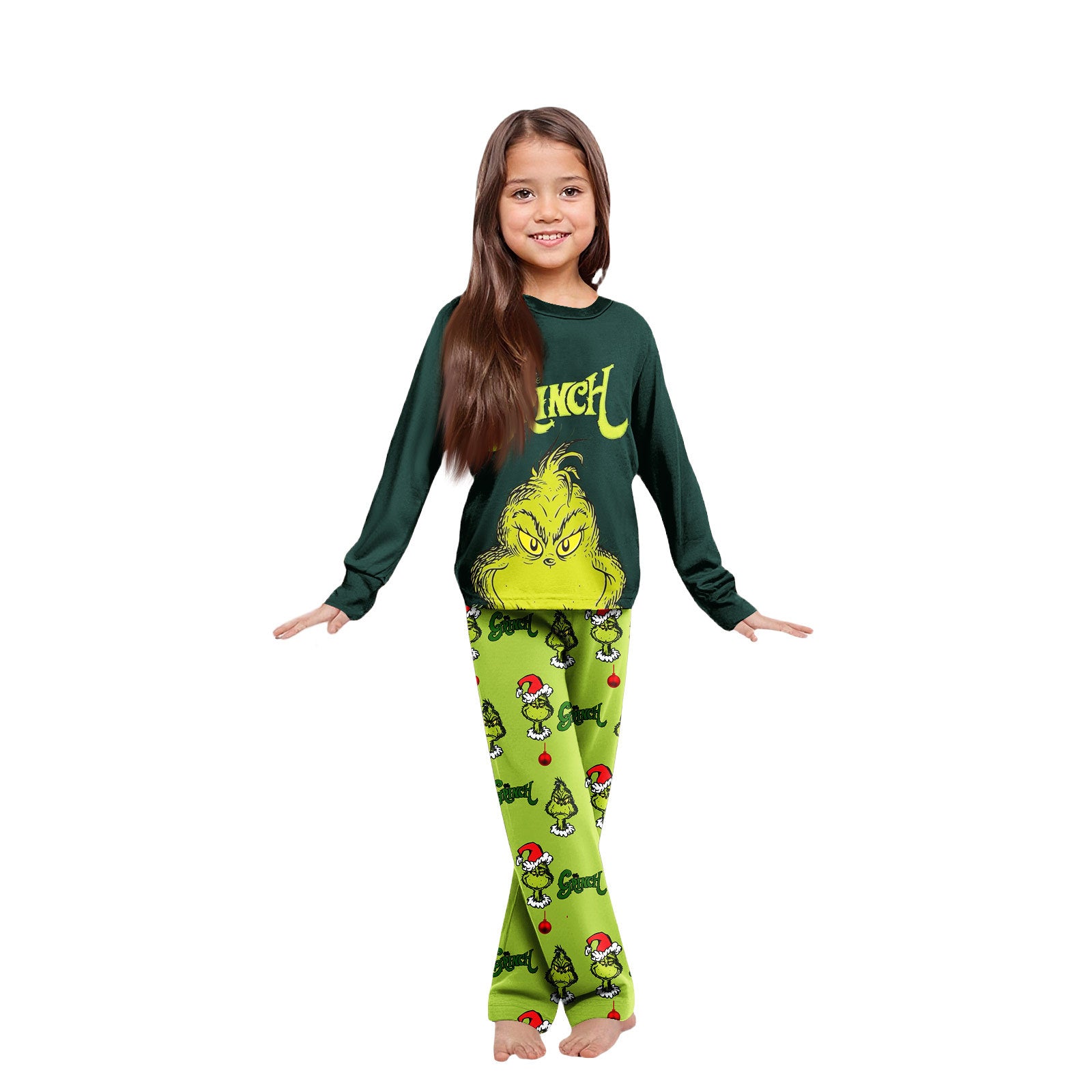 Cute Green Grinch Matching Family Christmas Pajamas