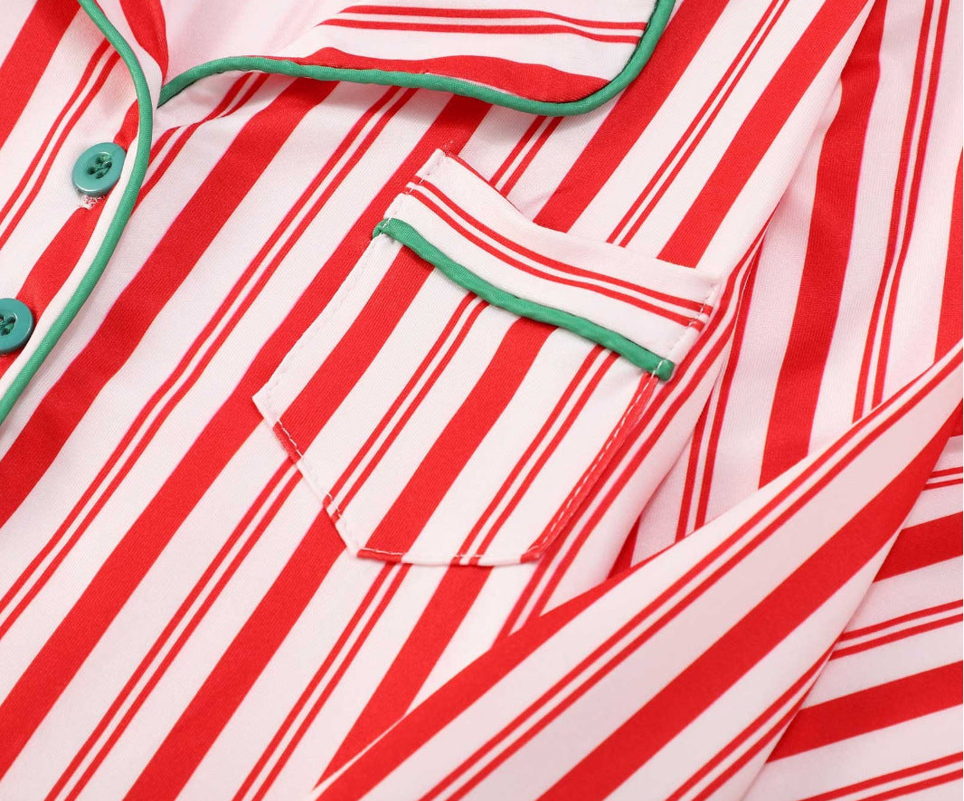 Pink Can Stripe Matching Family Christmas Pajamas-Dog Pajamas Included