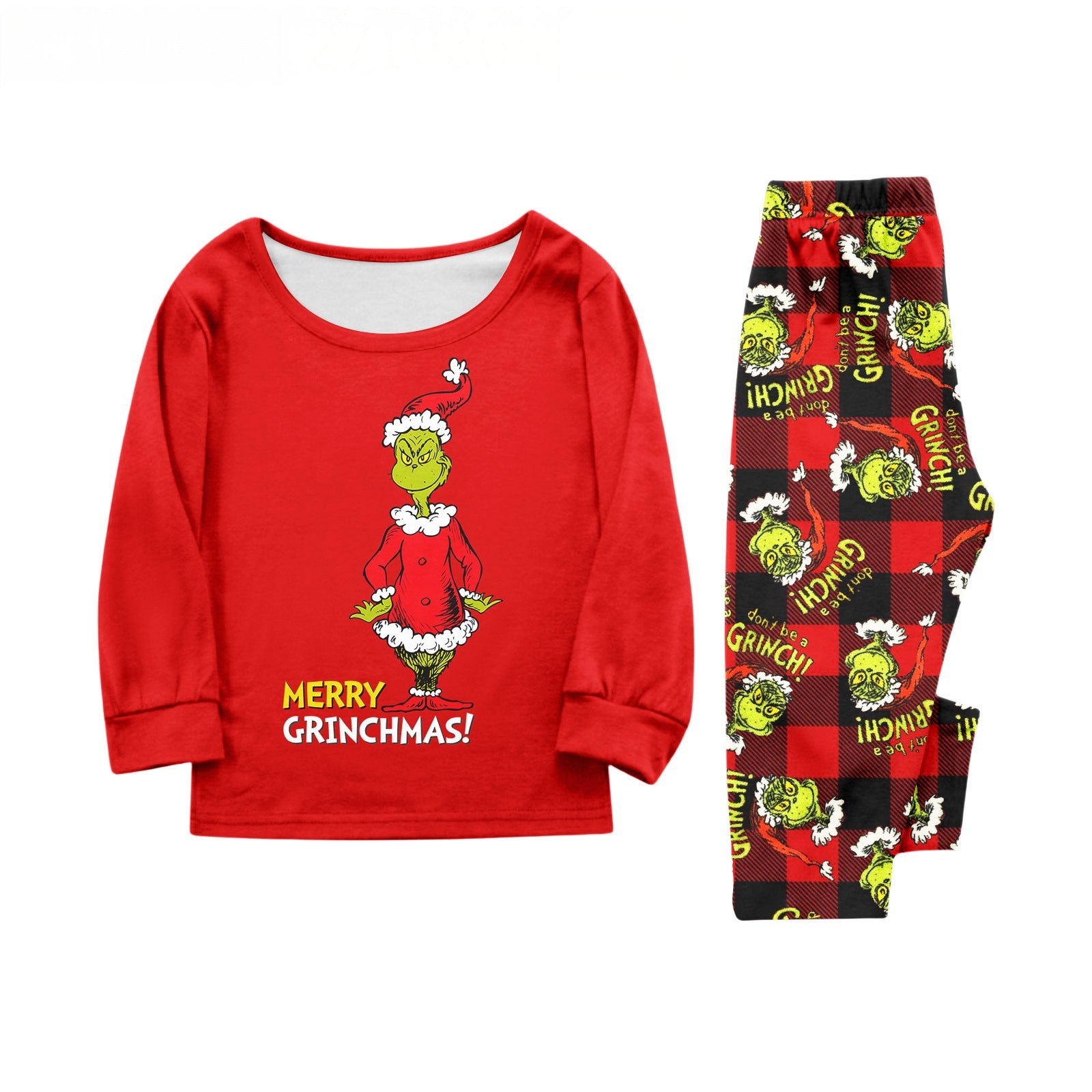 Red Grinch Print Matching Family Christmas Pajamas