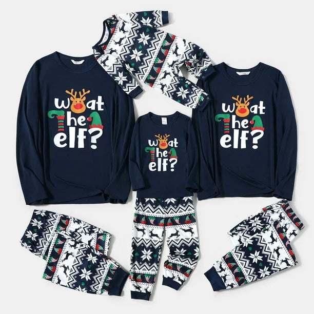 Blue Elk Elf Matching Family Christmas Pajamas