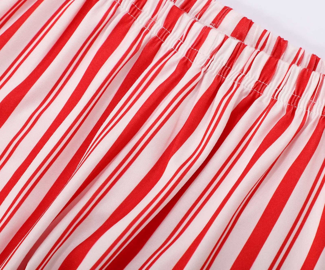 Pink Can Stripe Matching Family Christmas Pajamas-Dog Pajamas Included