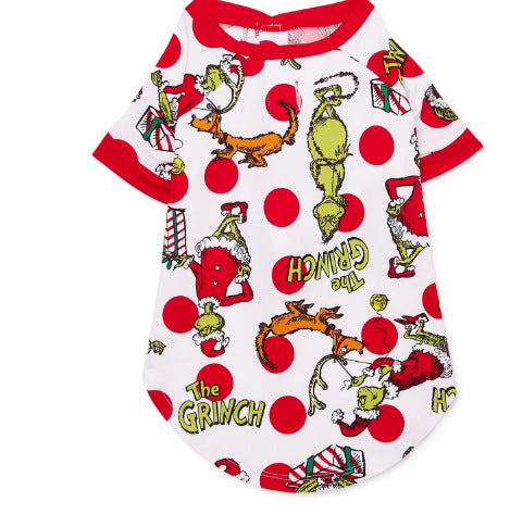 Red Top with Holiday Character Print Pants Matching Family Christmas Pajamas| Adults, Kids & Pets
