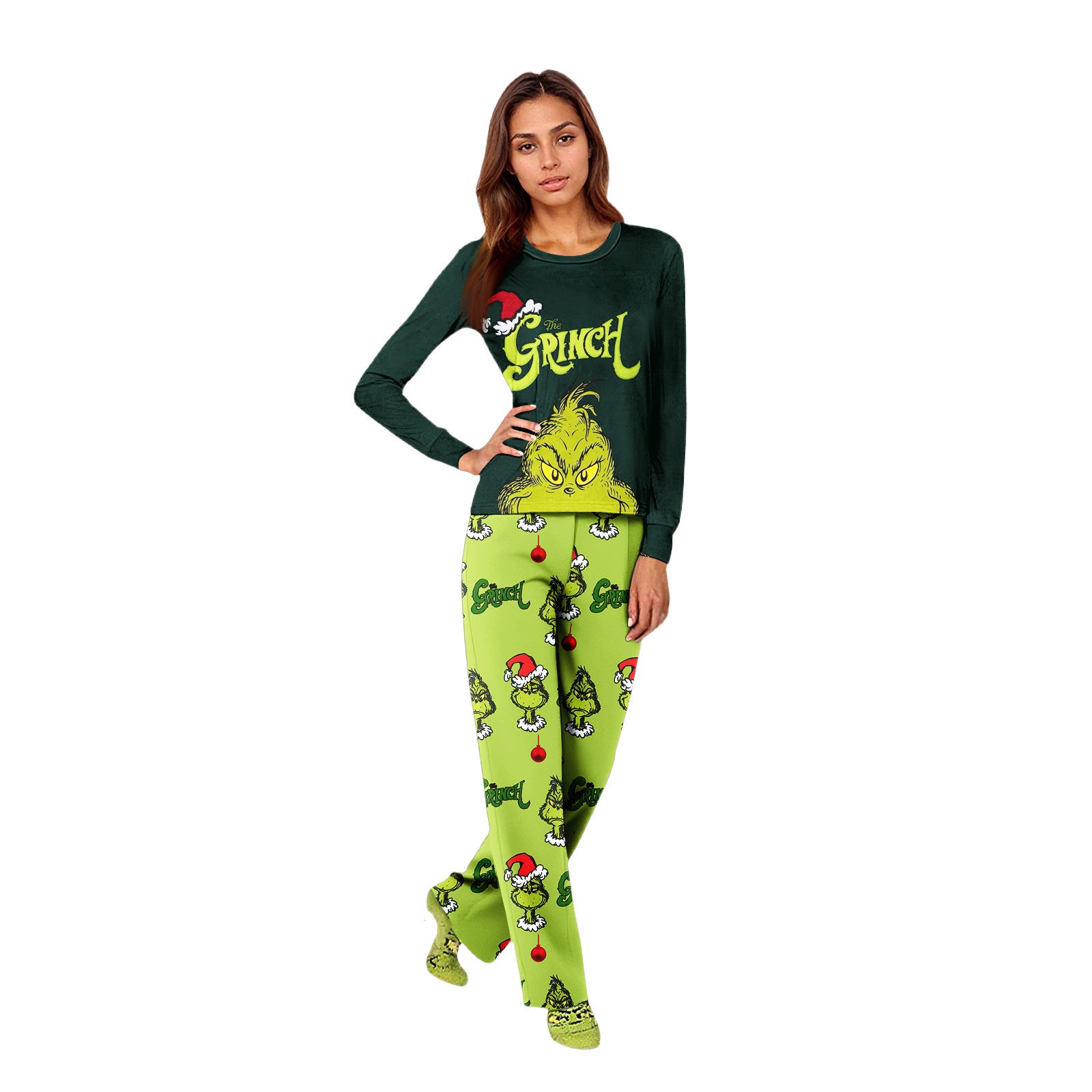 Cute Green Grinch Matching Family Christmas Pajamas