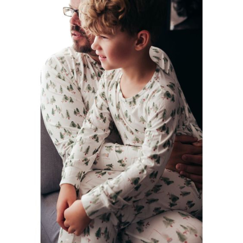 White Little Christmas Tree Baby Pajamas – Infant and Toddler Matching Holiday Sleepwear Set