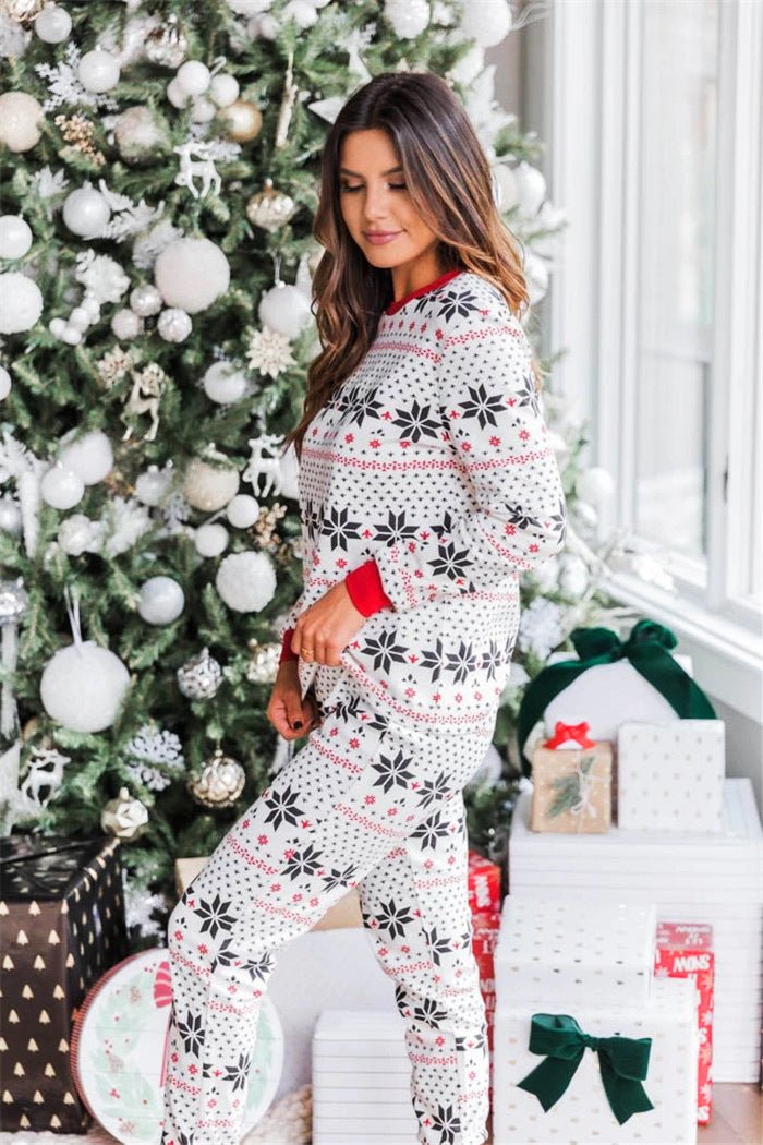 White Snowflake Christmas Pajamas Men – Adults Matching Holiday Sleepwear