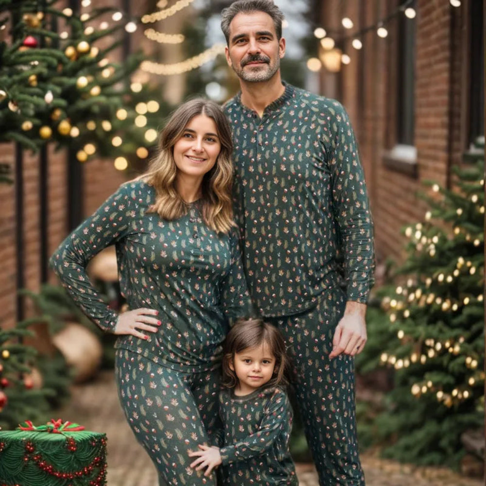 Green Christmas Tree Matching Family Christmas Pajamas-Dog Pajamas Included