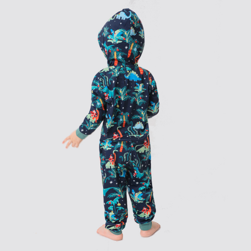 Blue Christmas Hooded Matching Family Christmas Pajamas Onesies
