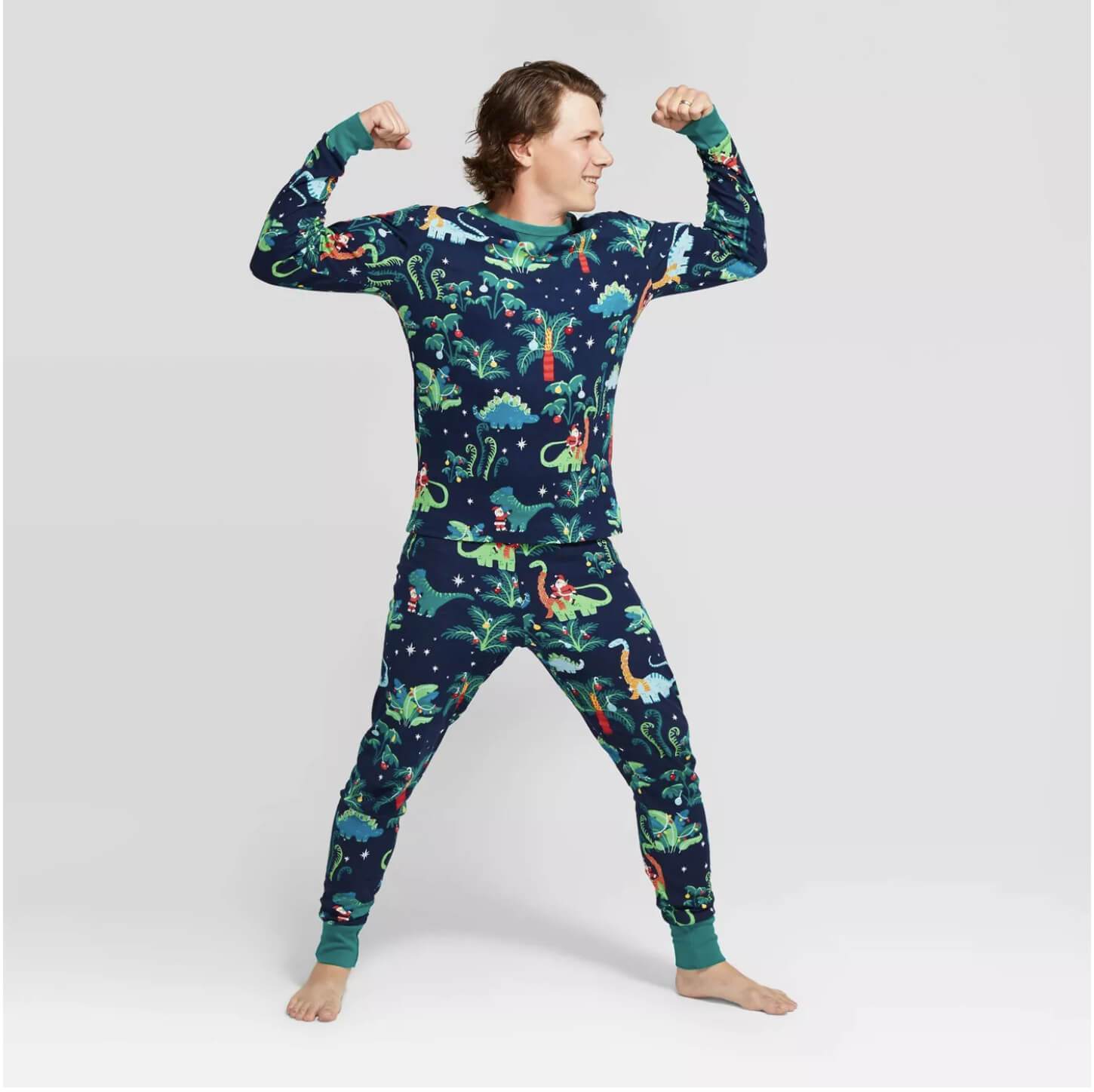 Christmas Dinosaur Patterned Matching Family Christmas Pajamas-Dog Pajamas Included