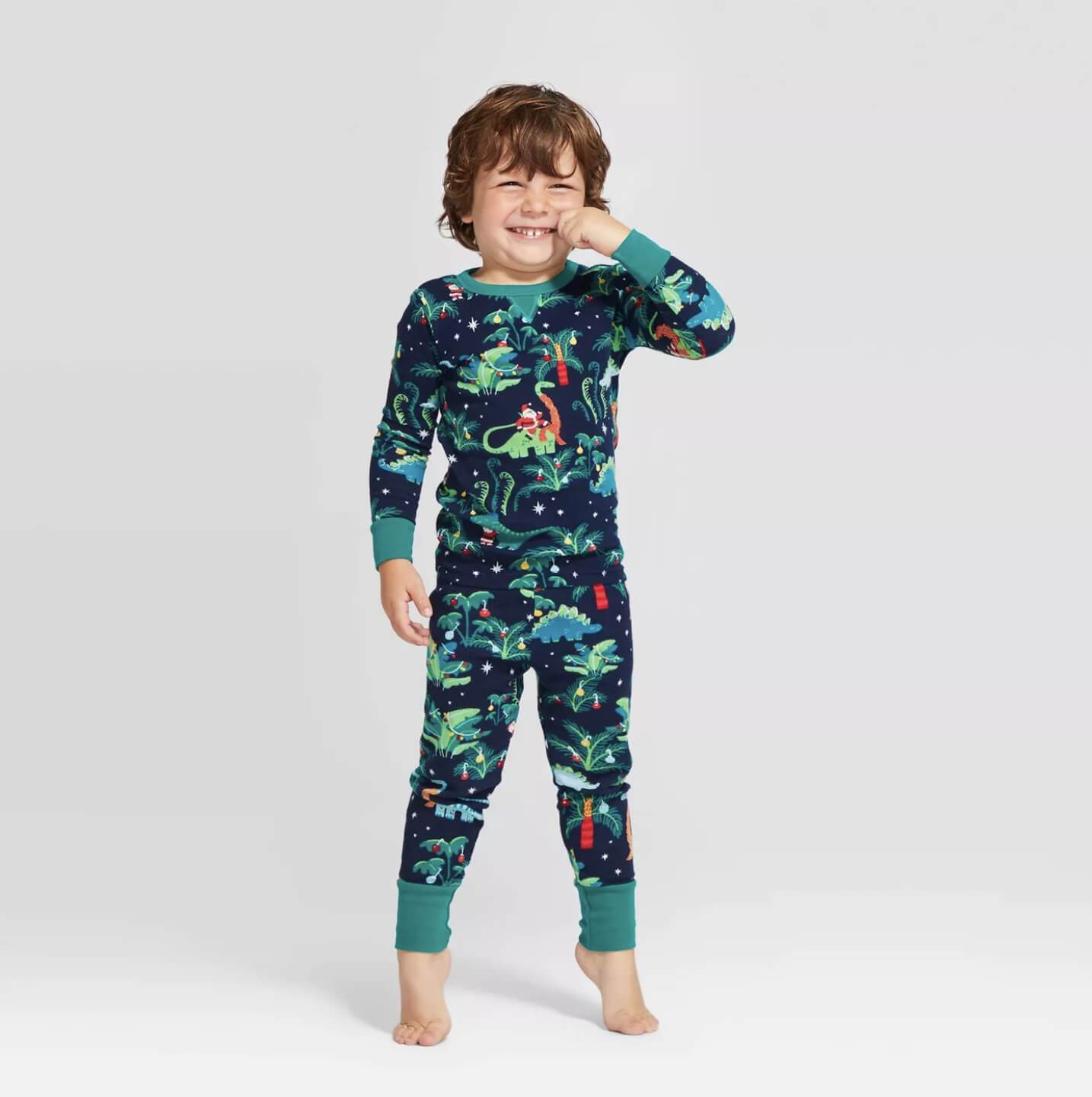 Christmas Dinosaur Patterned Matching Family Christmas Pajamas-Dog Pajamas Included