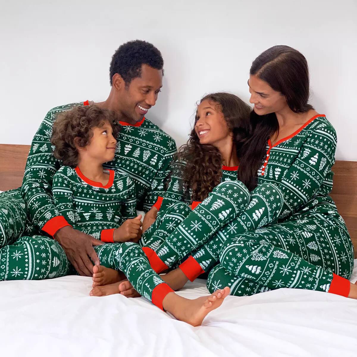 Green Christmas Tree Matching Family Christmas Pajamas-Dog Pajamas Included