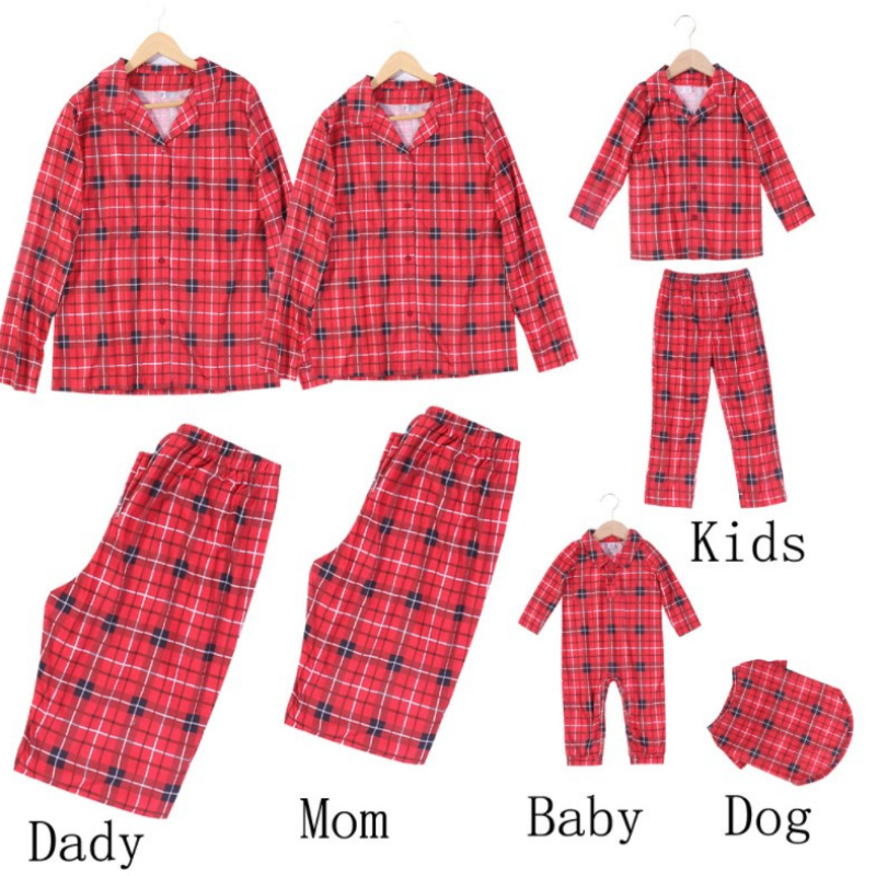 Tartan Plaid shirt Matching Family Christmas Pajamas-Dog Pajamas Included