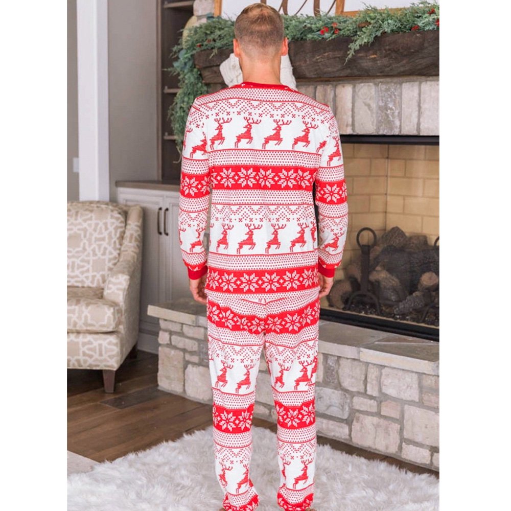 Red Reindeer Print Matching Family Christmas Pajamas-Dog Pajamas Included