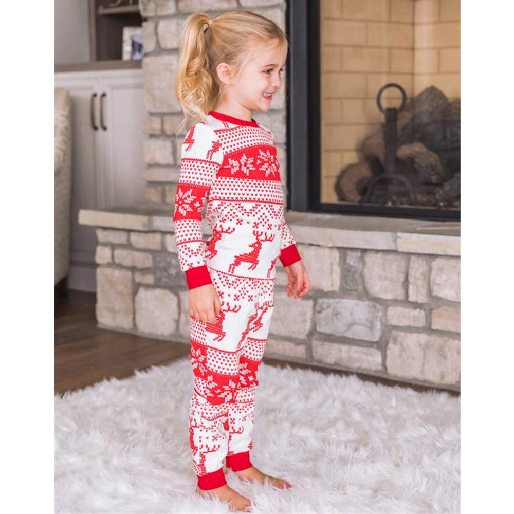 Reindeer Print Stitching Matching Family Christmas Pajamas