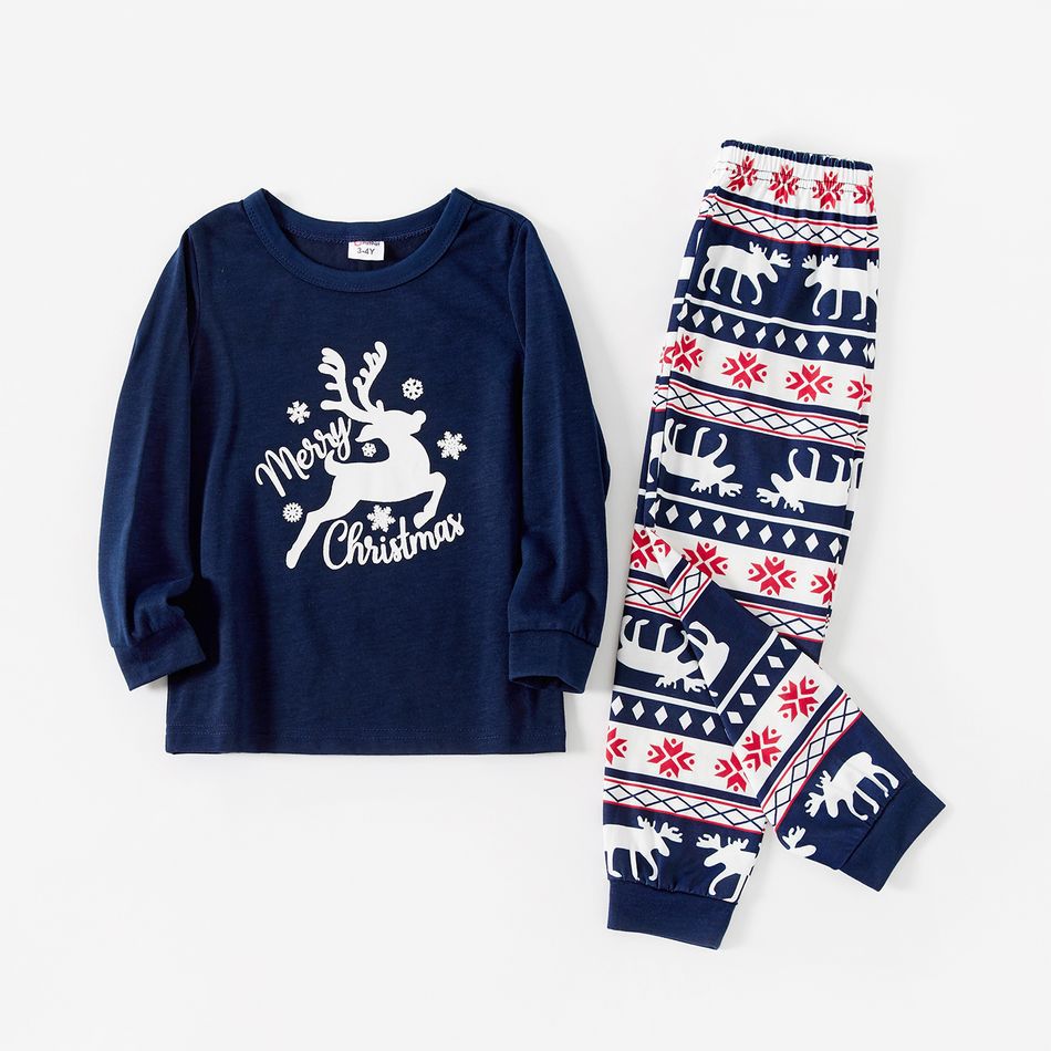 Blue Christmas Elk Pattern Matching Family Christmas Pajamas
