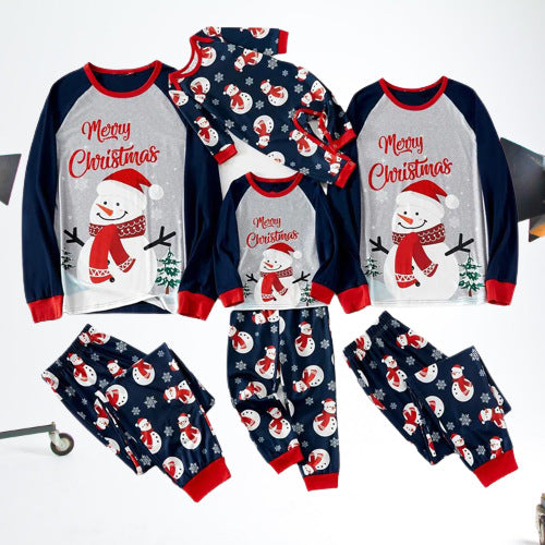 Cute Snowman Print Matching Family Christmas Pajamas Sets
