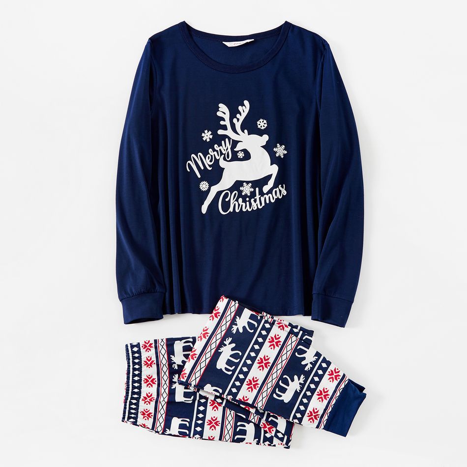 Blue Christmas Elk Pattern Matching Family Christmas Pajamas