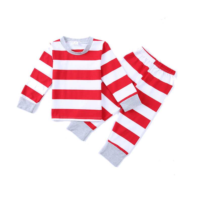 Holiday Red and White Striped Matching Family Christmas Pajamas-Dog Pajamas Included