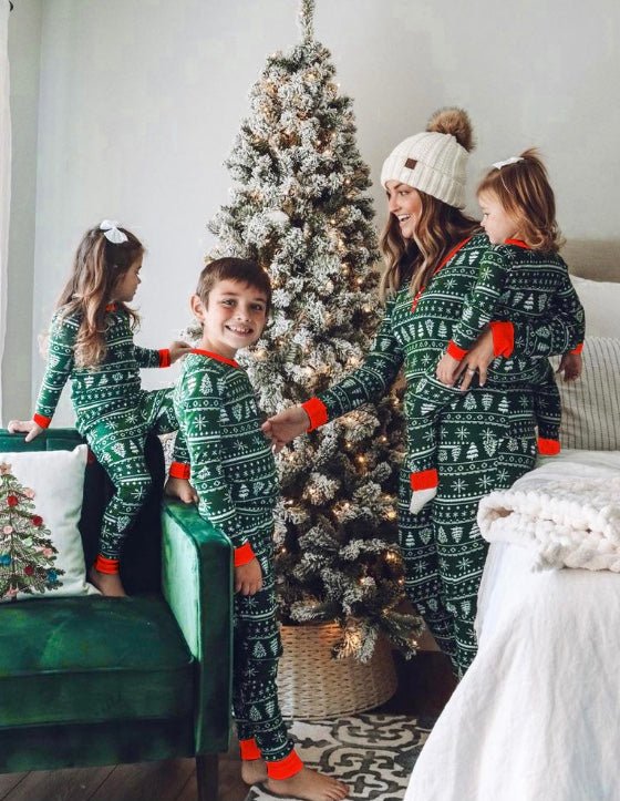 Pijamas de Navidad verdes a juego para la familia - Pijama para perro incluido