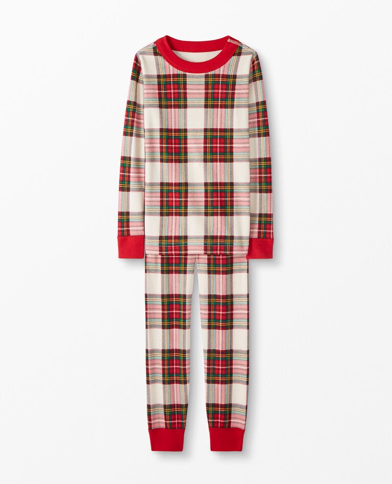 Mixed Color Plaid Kids Christmas Pajamas – Soft Matching Holiday Sleepwear for Boys and Girls