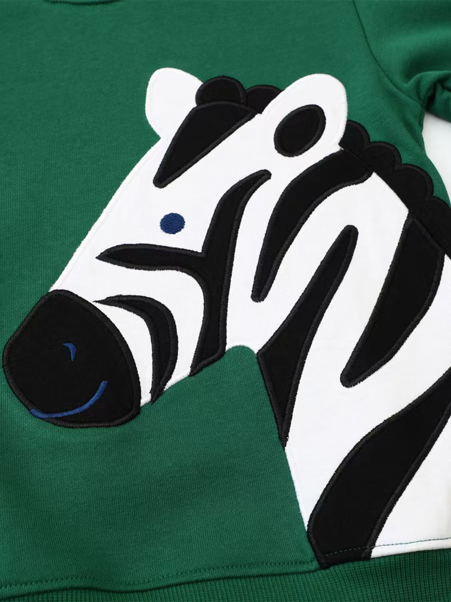 Green Zebra Print Children's Sweatshirt