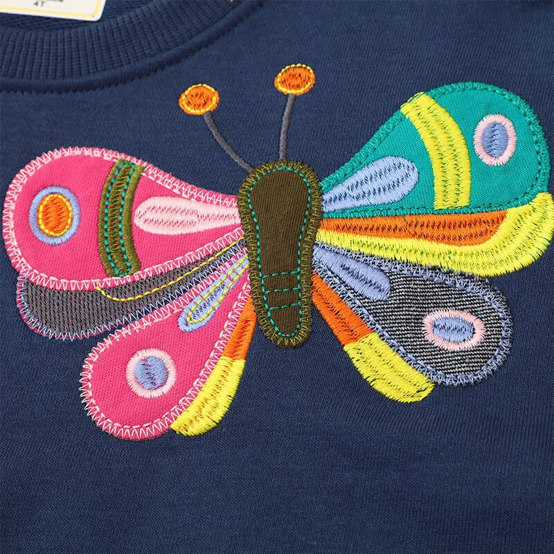 Blue children's sweatshirt with butterfly embroidery