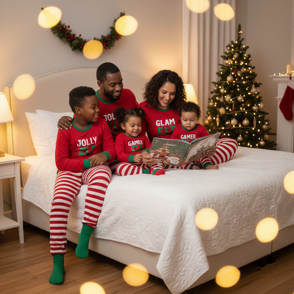 Can Stripe Elf Matching Family Christmas Pajamas
