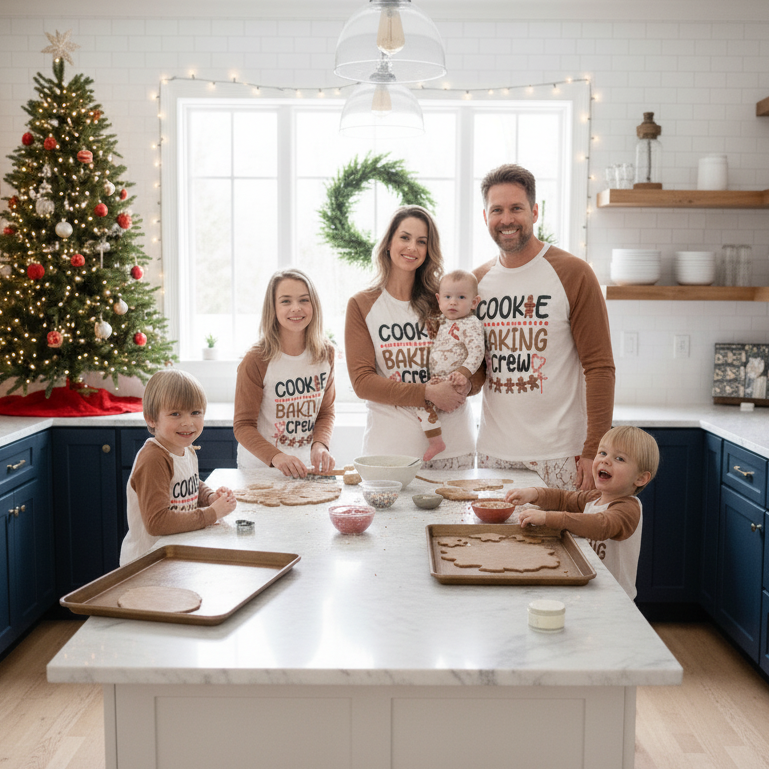 Cute Gingerbread Pattern Matching Family Christmas Pajamas