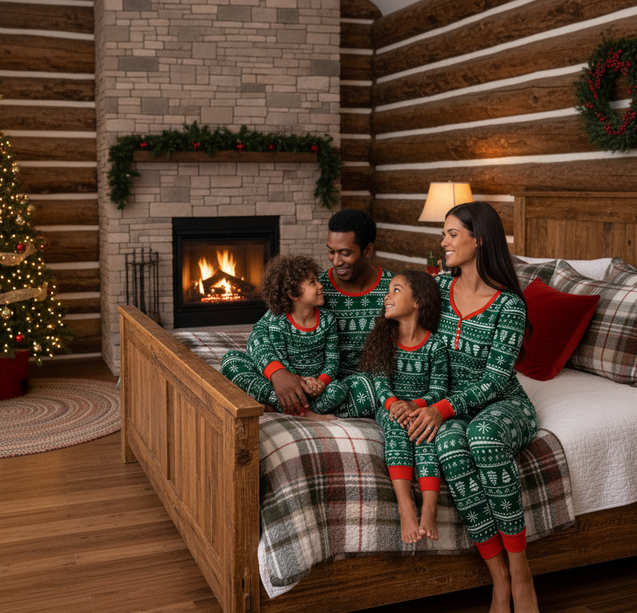 Green Christmas Tree Matching Family Christmas Pajamas-Dog Pajamas Included