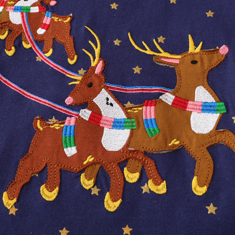 Christmas Elk Girls Knitted Dress